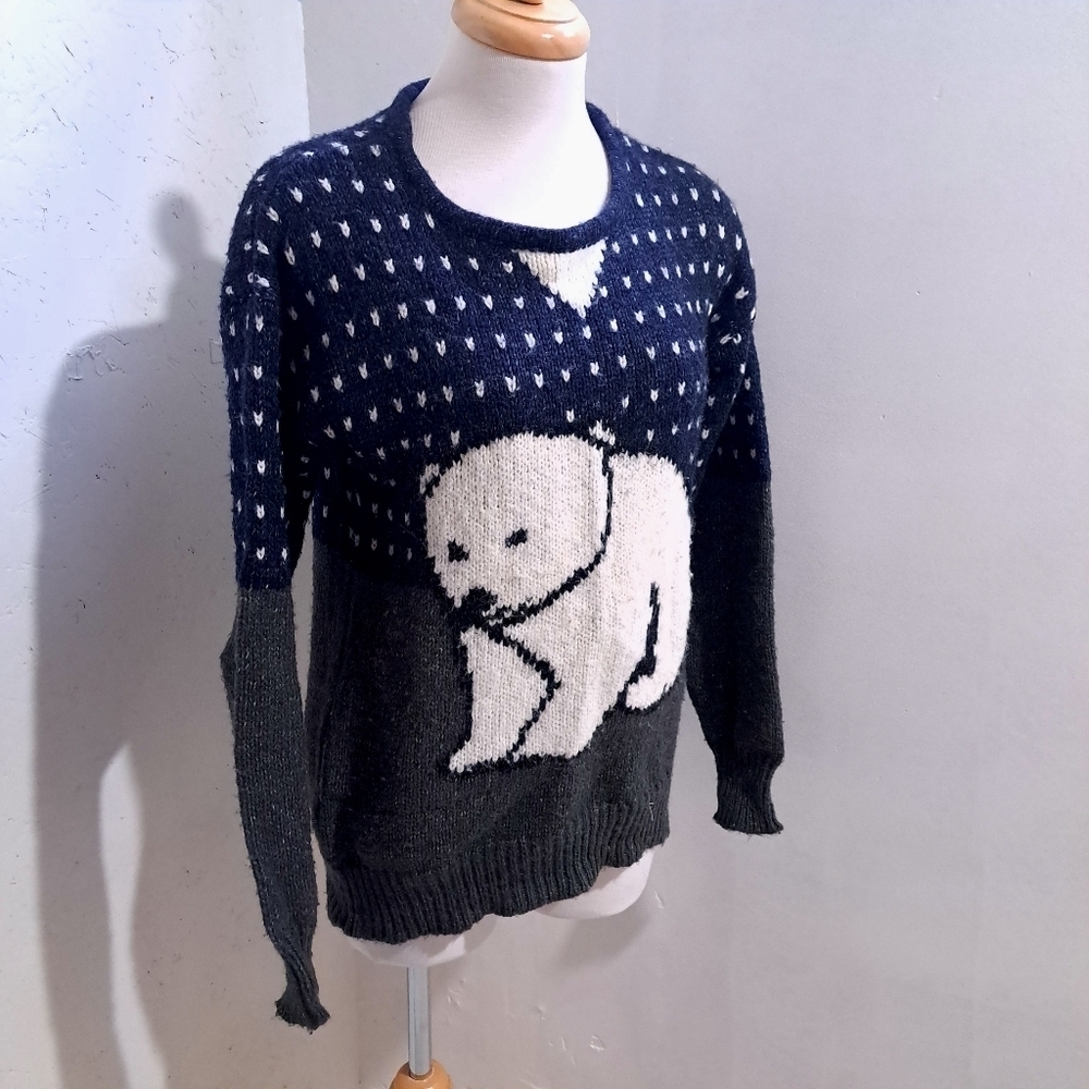 Kersh | Blue, white & grey polar bear knit sweater